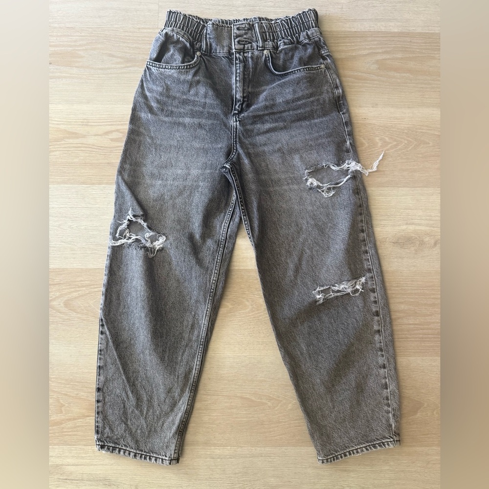 All Saints Grey Daisy Barrel Jeans Size 2 NEW